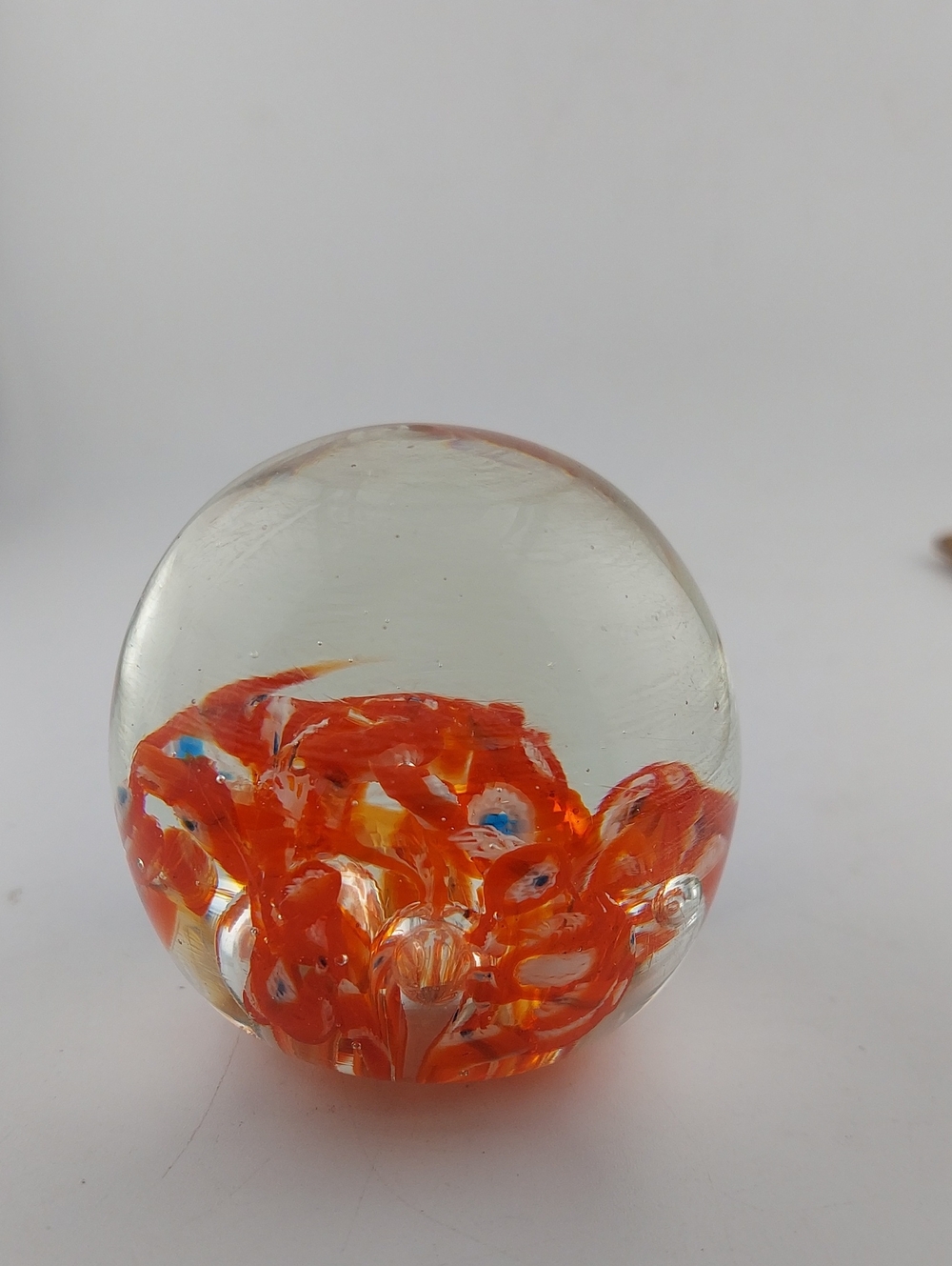 Vintage Orange Swirl Glass Art Sphere